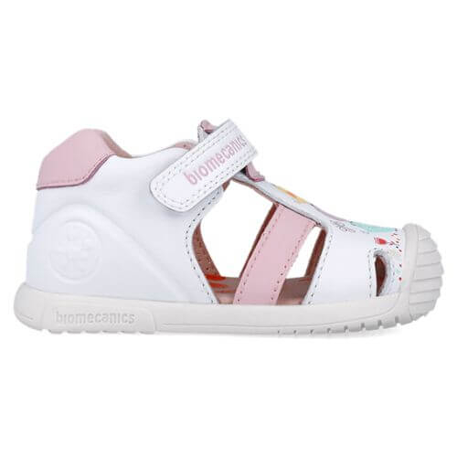 Sandale copii fete din piele Biomecanics, Alb – 252106-B050