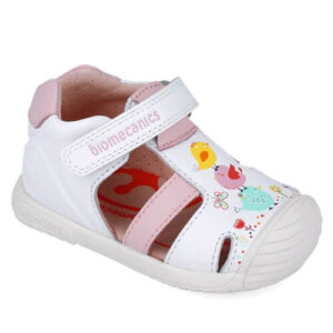 Sandale copii fete din piele Biomecanics, Alb – 252106-B050
