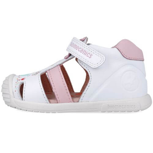 Sandale copii fete din piele Biomecanics, Alb – 252106-B050