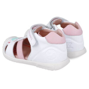 Sandale copii fete din piele Biomecanics, Alb – 252106-B050
