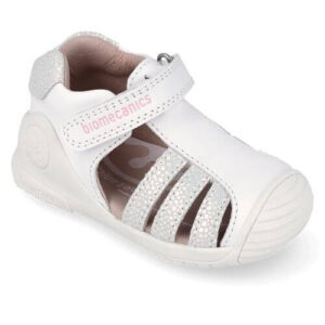 Sandale copii fete din piele Biomecanics, Alb – 262106-B050