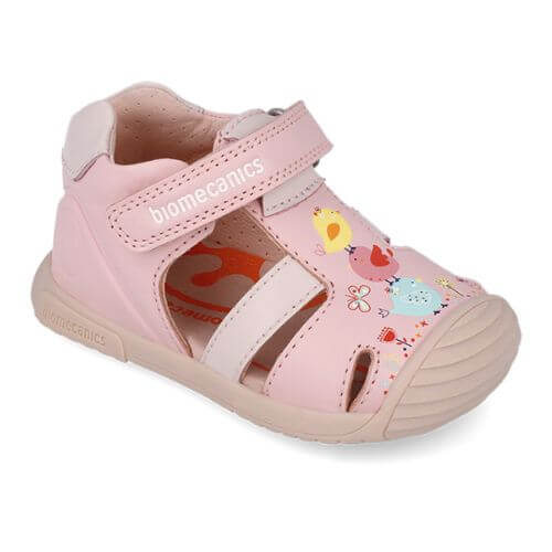 Sandale copii fete din piele Biomecanics, Roz – 252106-A032