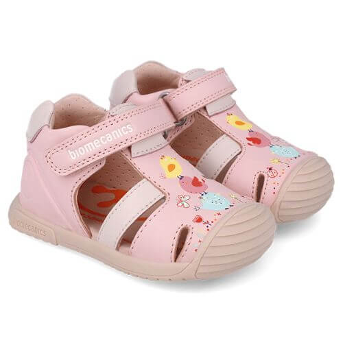 Sandale copii fete din piele Biomecanics, Roz – 252106-A032