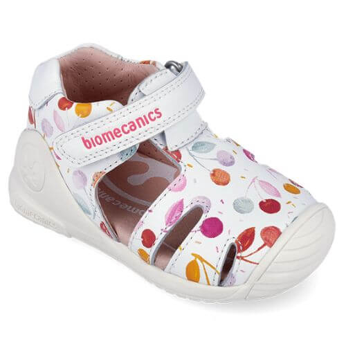 Sandale copii fete din piele Biomecanics, Alb – 262104-B050