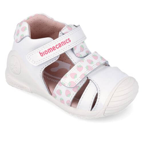 Sandale copii fete din piele Biomecanics, Alb – 262107-B050