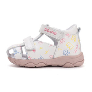 Sandale copii fete din piele DD Step, Alb – G064-61994
