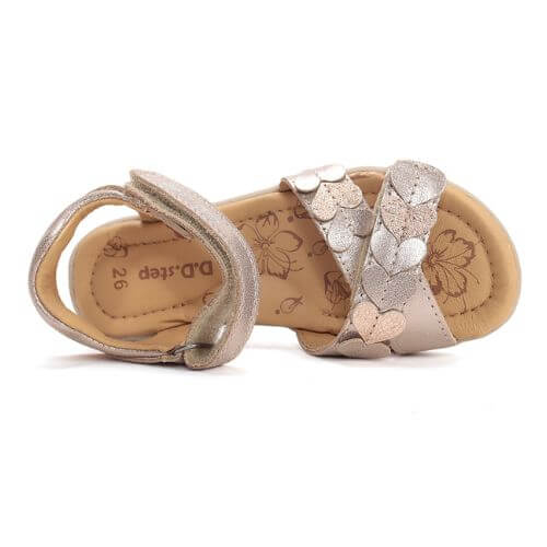 Sandale copii fete din piele DD Step, Auriu – G072-61153A