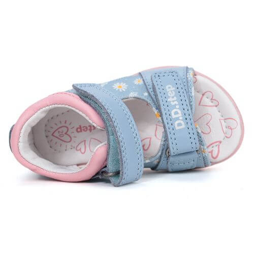 Sandale copii fete din piele DD Step, Albastru – G075-61329A