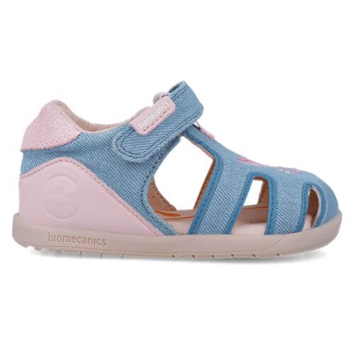 Sandale copii fete calapod lat din textil Biomecanics, Albastru – 252191-A371