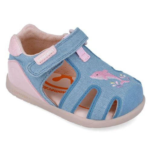 Sandale copii fete calapod lat din textil Biomecanics, Albastru – 252191-A371
