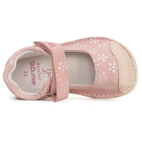 Sandale copii fete Barefoot din piele DD Step, Roz – H085-41651