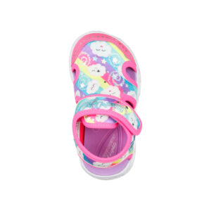 Sandale copii fete cu LED din textil Skechers, Roz -302977 HPMT