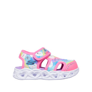 Sandale copii fete cu LED din textil Skechers, Roz -302977 HPMT