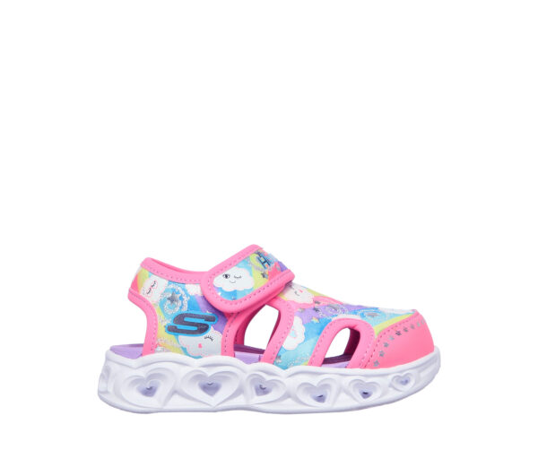 Sandale copii fete cu LED din textil Skechers, Roz -302977 HPMT