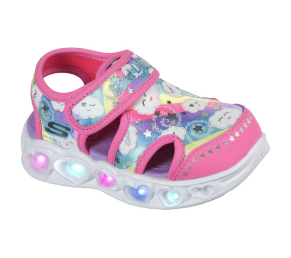Sandale copii fete cu LED din textil Skechers, Roz -302977 HPMT