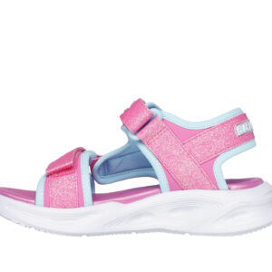 Sandale copii fete cu LED din textil Skechers, Roz – 303024