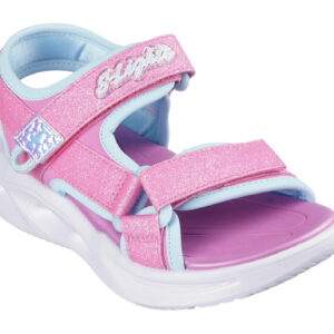 Sandale copii fete cu LED din textil Skechers, Roz – 303024