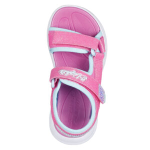Sandale copii fete cu LED din textil Skechers, Roz – 303024