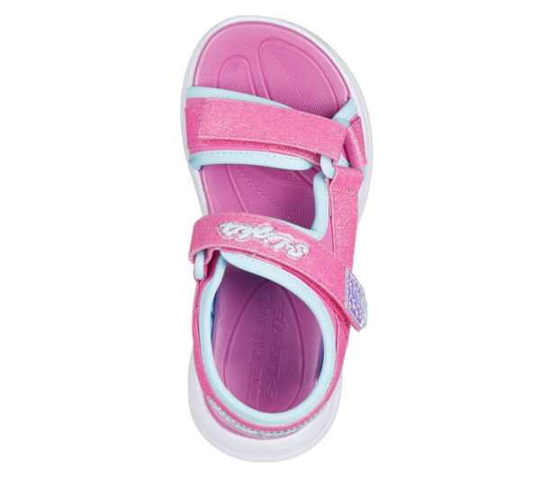 Sandale copii fete cu LED din textil Skechers, Roz – 303024
