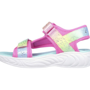 Sandale copii fete cu LED din textil Skechers, Roz – 302682