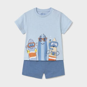 Set de tricou si pantaloni scurti pentru baieti Mayoral, Albastru – 1656-26