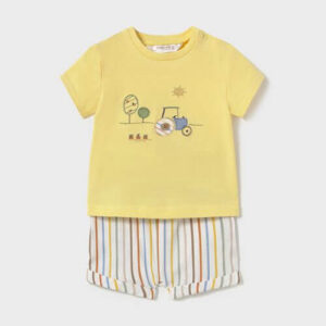 Set de tricou si pantaloni scurti pentru baieti Mayoral, Galben – 1202-36