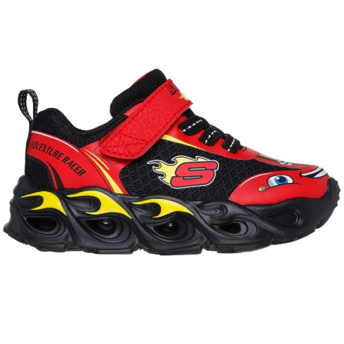 Pantofi copii baieti cu LED din textil Skechers, Rosu – 402306N-RDBKRED