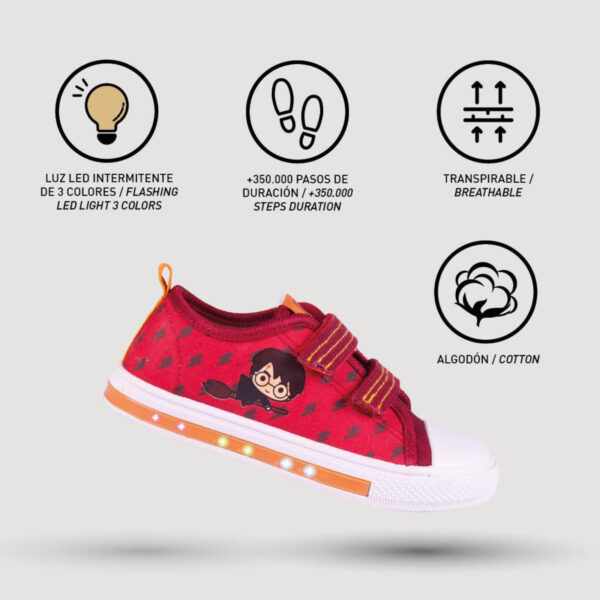 Pantofi copii baieti Harry Potter cu LED din textil Cerda, Rosu – 2300004714