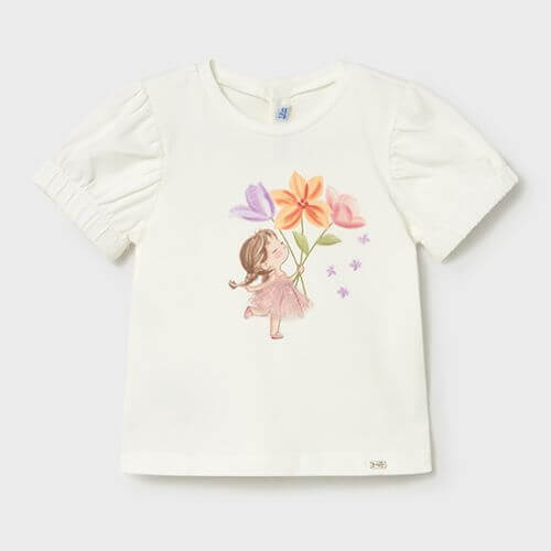 Tricou din bumbac pentru fete Mayoral, Blossom – 1078-18 Tricou din bumbac pentru fete Mayoral, Blossom – 1078-18