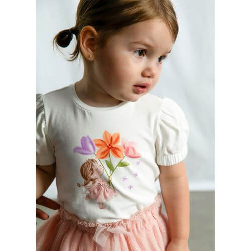 Tricou din bumbac pentru fete Mayoral, Blossom – 1078-18