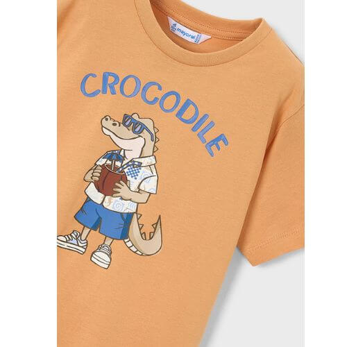 Tricou crocodil pentru baieti Mayoral, Peach – 3062-31