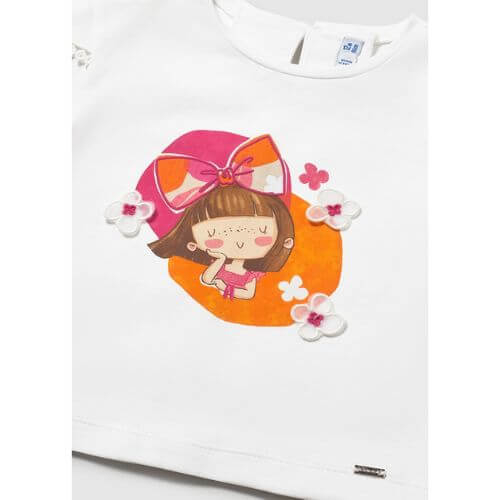 Tricou din bumbac pentru fete Mayoral, Alb – 1079-90