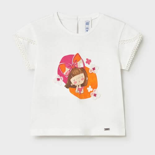 Tricou din bumbac pentru fete Mayoral, Alb – 1079-90 Tricou din bumbac pentru fete Mayoral, Alb – 1079-90