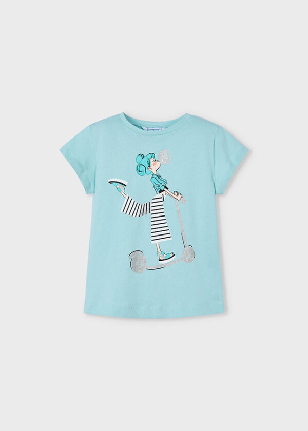 Tricou din bumbac pentru fete Mayoral, Albastru – 3014-031