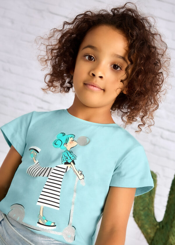 Tricou din bumbac pentru fete Mayoral, Albastru – 3014-031