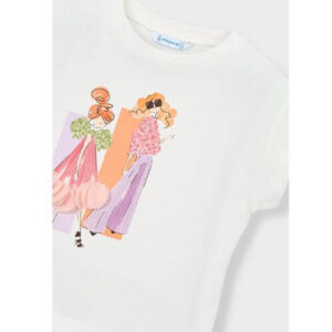 Tricou din bumbac pentru fete Mayoral, Alb – 3005-75