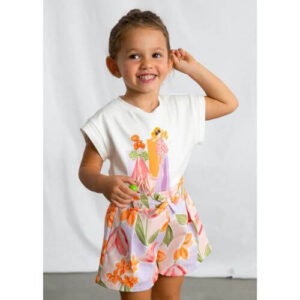 Tricou din bumbac pentru fete Mayoral, Alb – 3005-75