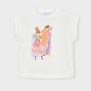 Tricou din bumbac pentru fete Mayoral, Alb – 3005-75