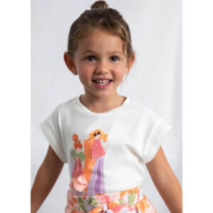 Tricou din bumbac pentru fete Mayoral, Alb – 3005-75
