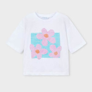 Tricou din bumbac pentru fete Mayoral, Alb – 3016-25