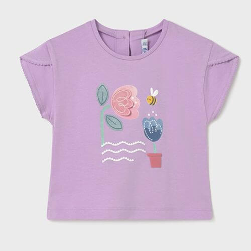 Tricou din bumbac pentru fete Mayoral, Lilac – 1087-26 Tricou din bumbac pentru fete Mayoral, Lilac – 1087-26