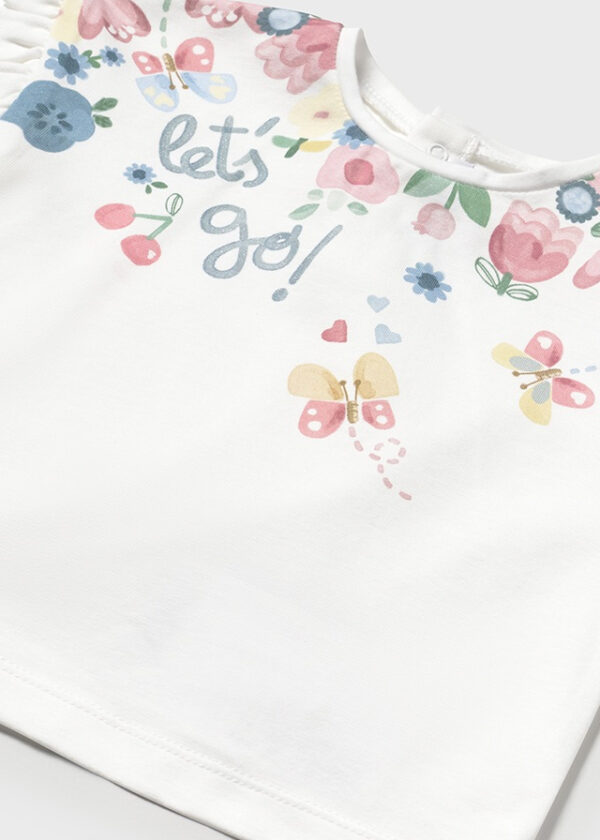 Tricou din bumbac pentru fete Mayoral, Alb – 1048-066