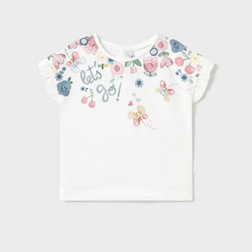 Tricou din bumbac pentru fete Mayoral, Alb – 1048-066 Tricou din bumbac pentru fete Mayoral, Alb – 1048-066