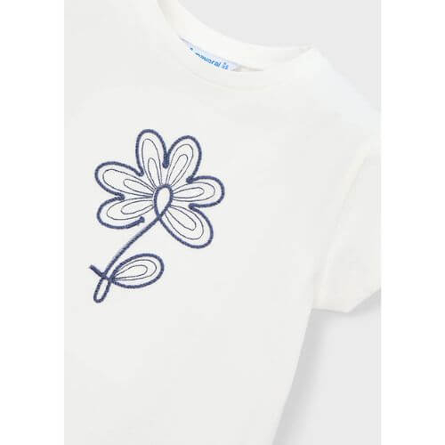 Tricou din bumbac pentru fete Mayoral, Alb – 174-57 Tricou din bumbac pentru fete Mayoral, Alb – 174-57