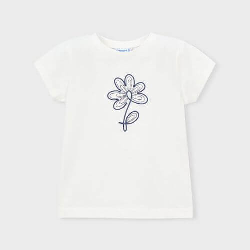 Tricou din bumbac pentru fete Mayoral, Alb – 174-57