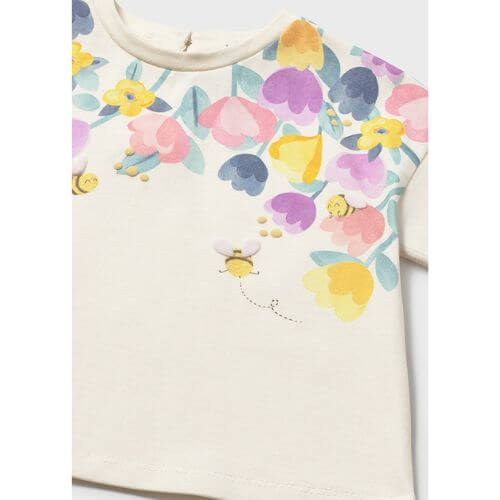 Tricou din bumbac pentru fete Mayoral, Alb – 1085-21