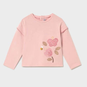 Tricou maneca lunga din bumbac pentru fete Mayoral, Peony – 1088-32
